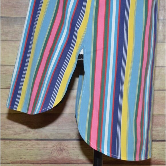 Ralph Lauren Rainbow Stripe Collarless Button Dress Shirt Ladies 8 French Cuffs - Picture 6 of 10